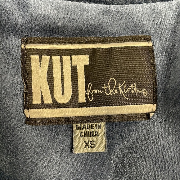 Kut from the Kloth Tayanita Faux Suede Draped Open Lightweight Blazer Blue XS - Picture 10 of 12